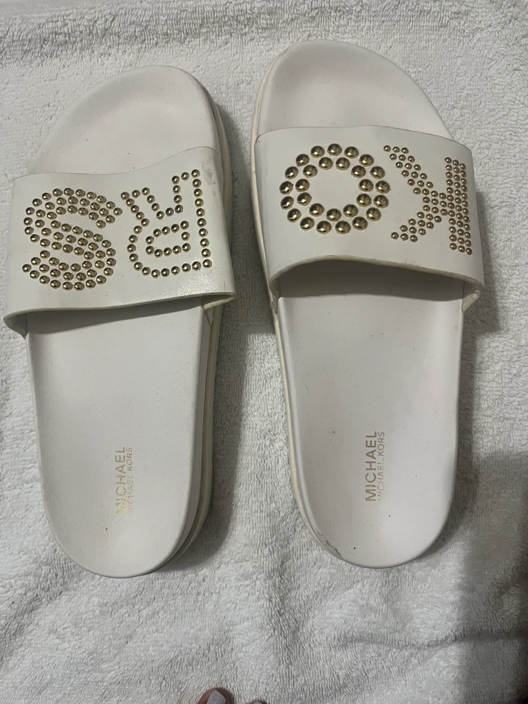 Michael Kors White Studded Slides - photo 2