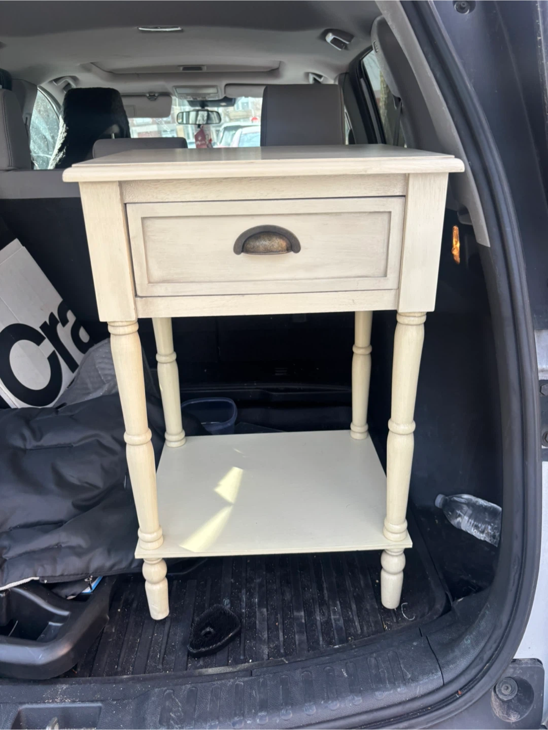 Cream Accent Table with Drawer