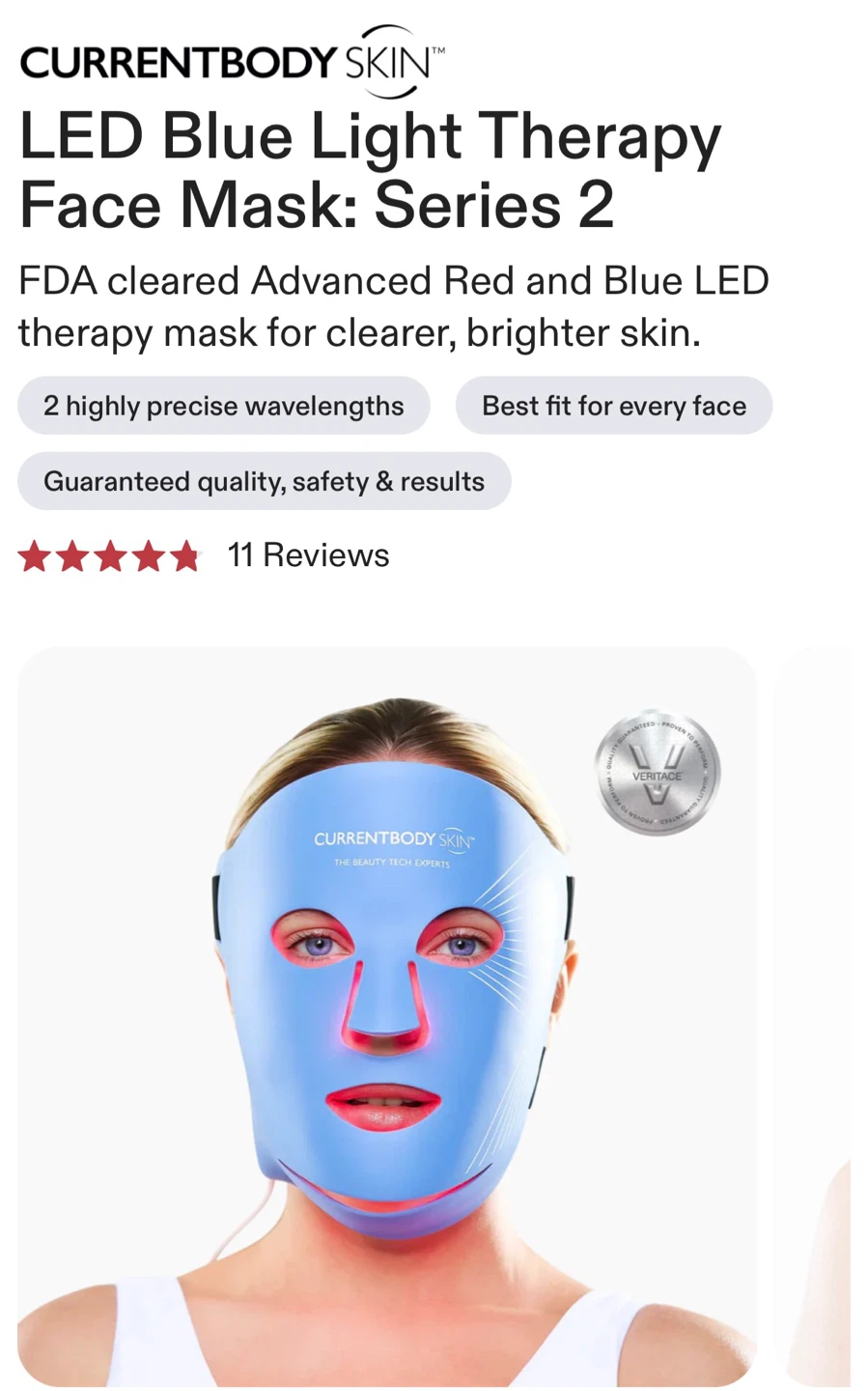 Currentbody Skin LED Blue Light Therapy Face Mask: Series 2 - photo 3
