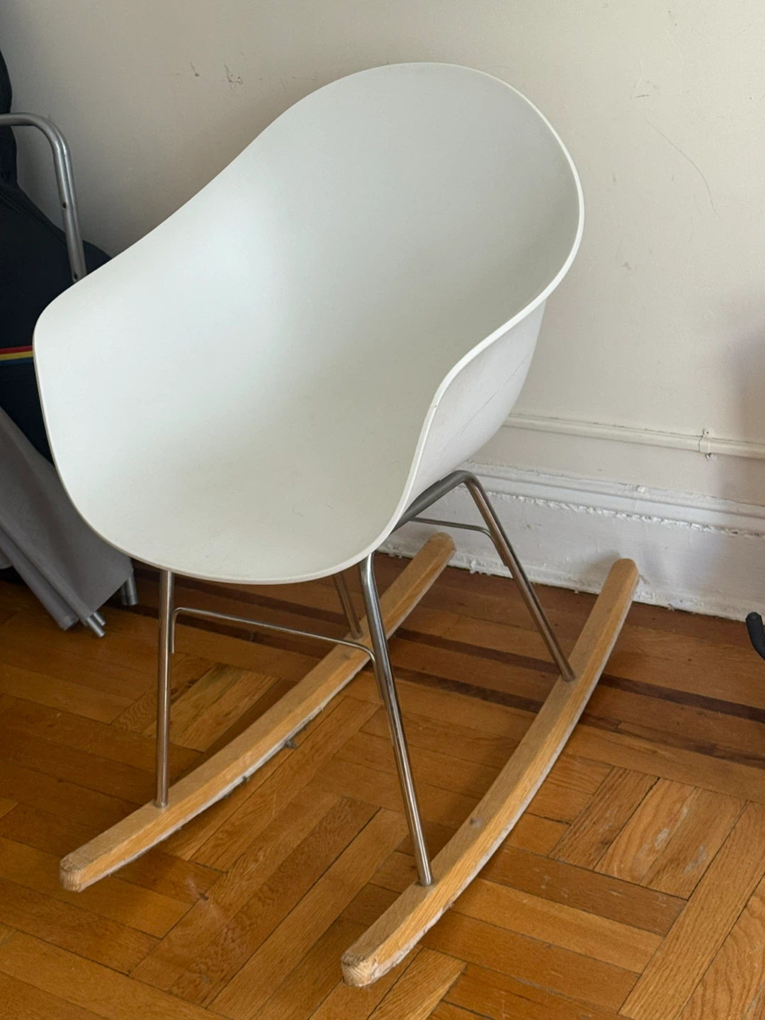 White Rocking Chair with Wood Runners
