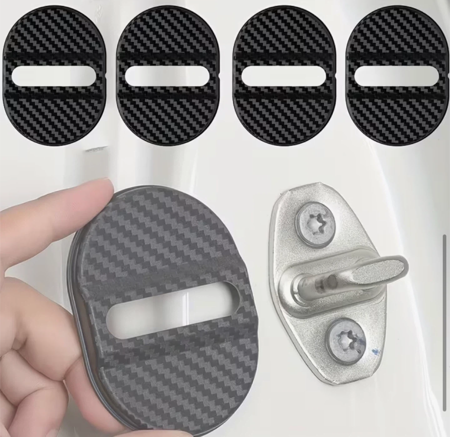 Carbon Fiber Car Door Lock Latch Cover Set (4 pcs)