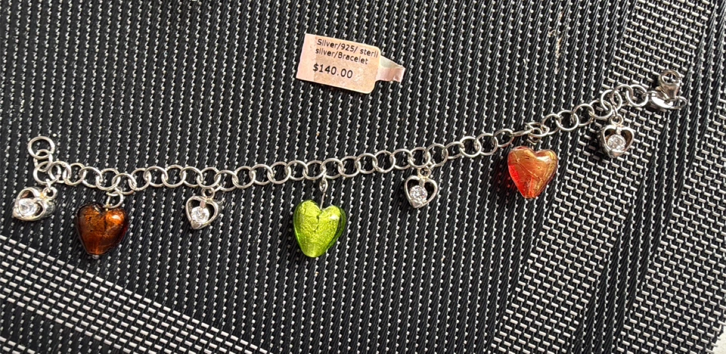 Murano glass & Sterling Silver Charm Bracelet