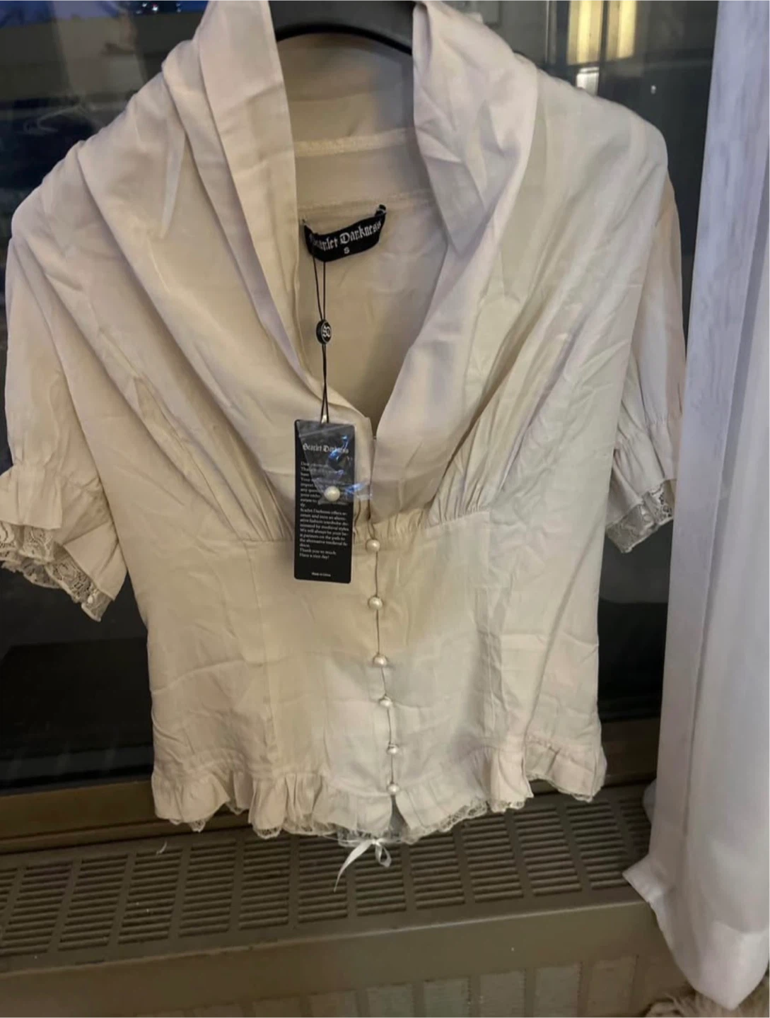 Scarlet Darkness Women's Beige Lace Trim Corset Style Top Size S