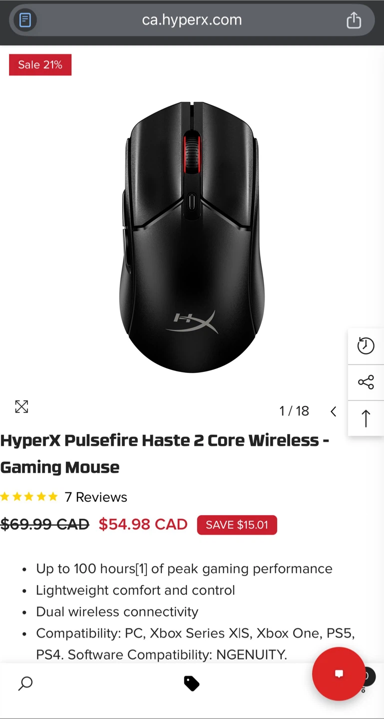 HyperX Pulsefire Haste 2 Core Wireless Gaming Mouse - photo 5