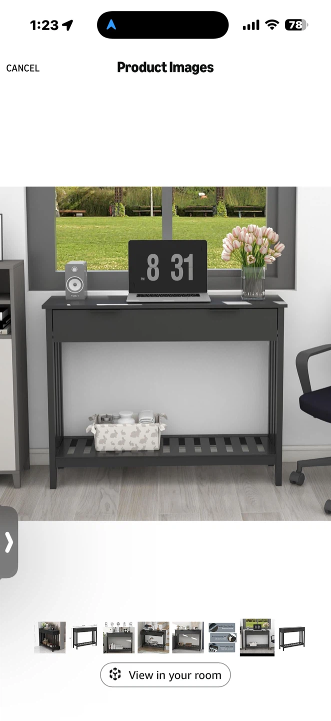 Black Console Table with Drawer and Shelf - photo 2