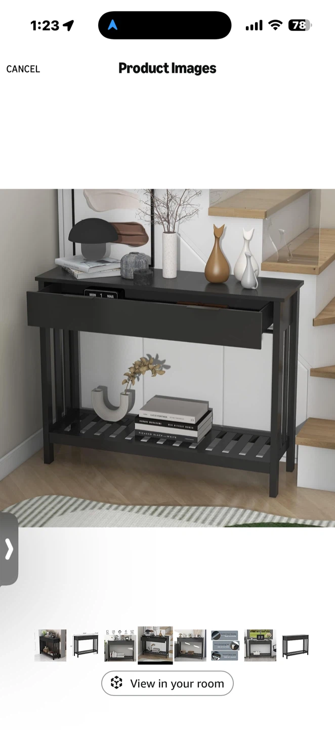 Black Console Table with Drawer and Shelf - photo 5
