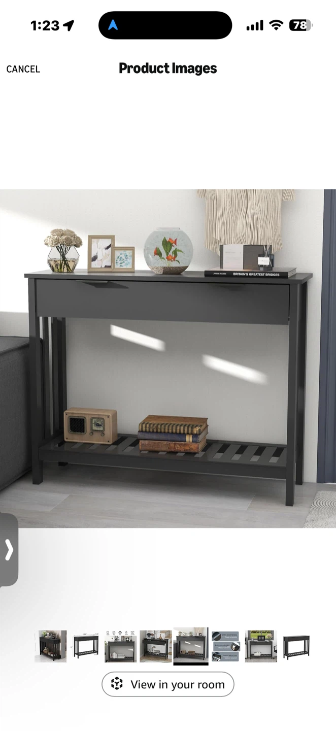Black Console Table with Drawer and Shelf - photo 4