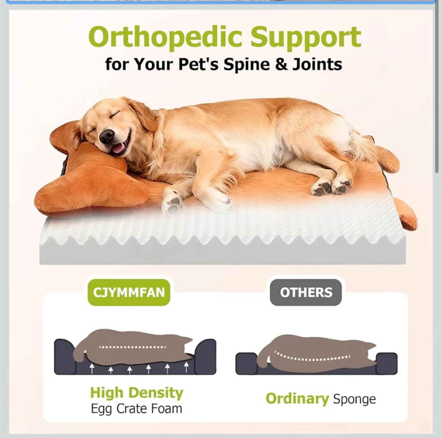 CJYMFFAN Orthopedic Dog Bed with Removable Pillow - photo 4