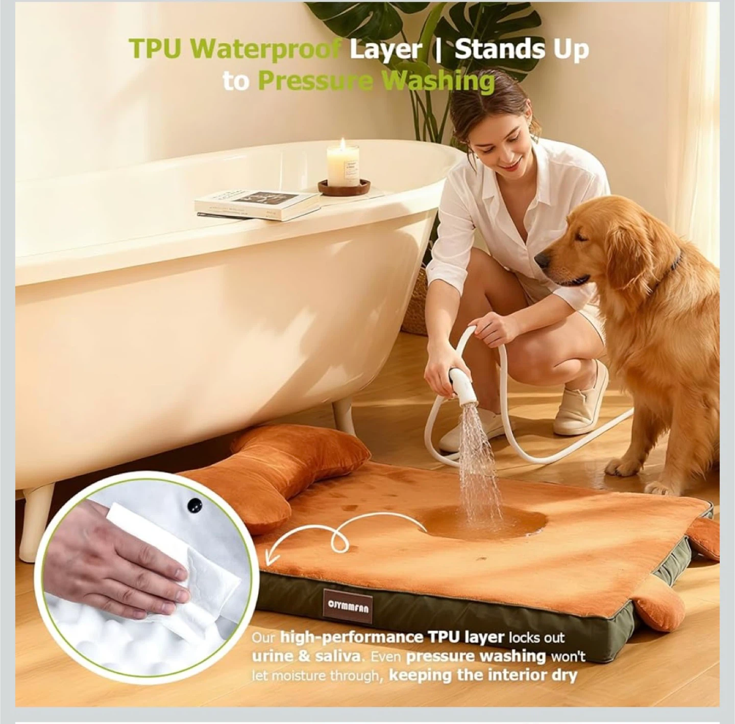 CJYMFFAN Orthopedic Dog Bed with Removable Pillow - photo 3