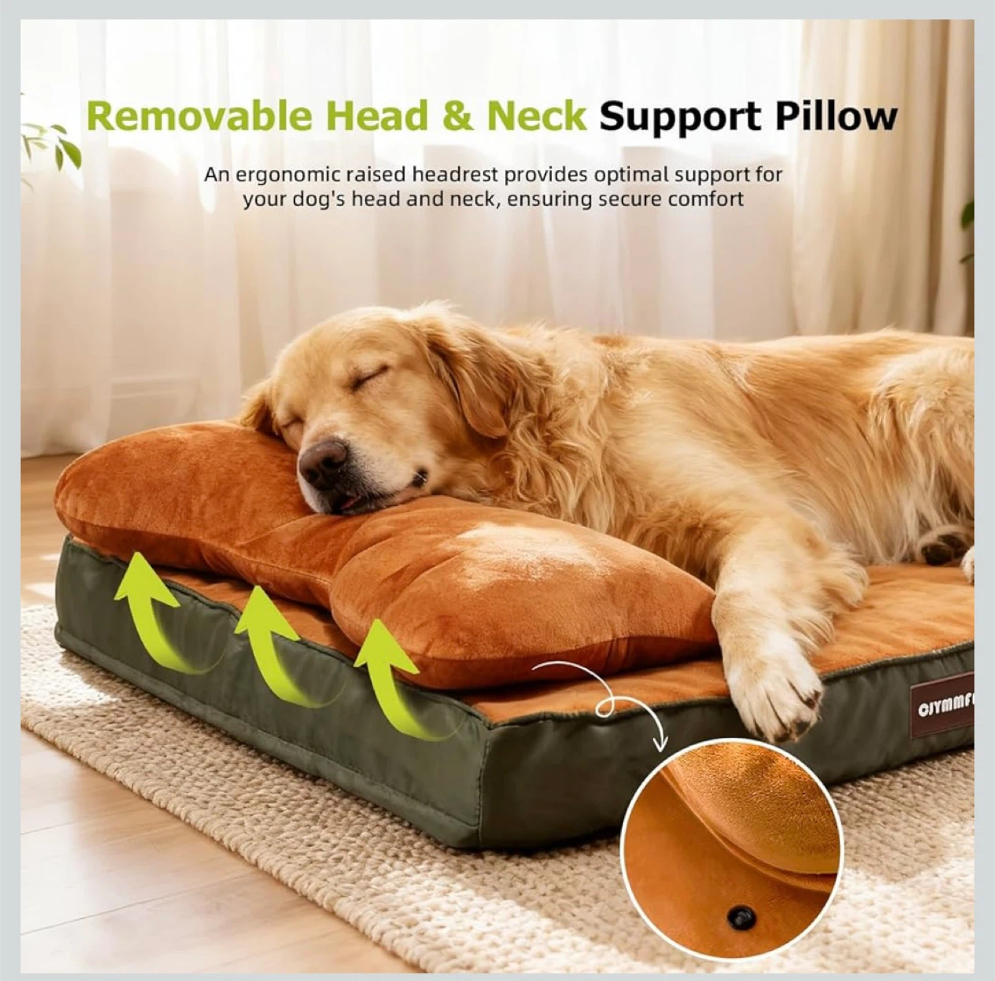 CJYMFFAN Orthopedic Dog Bed with Removable Pillow - photo 2