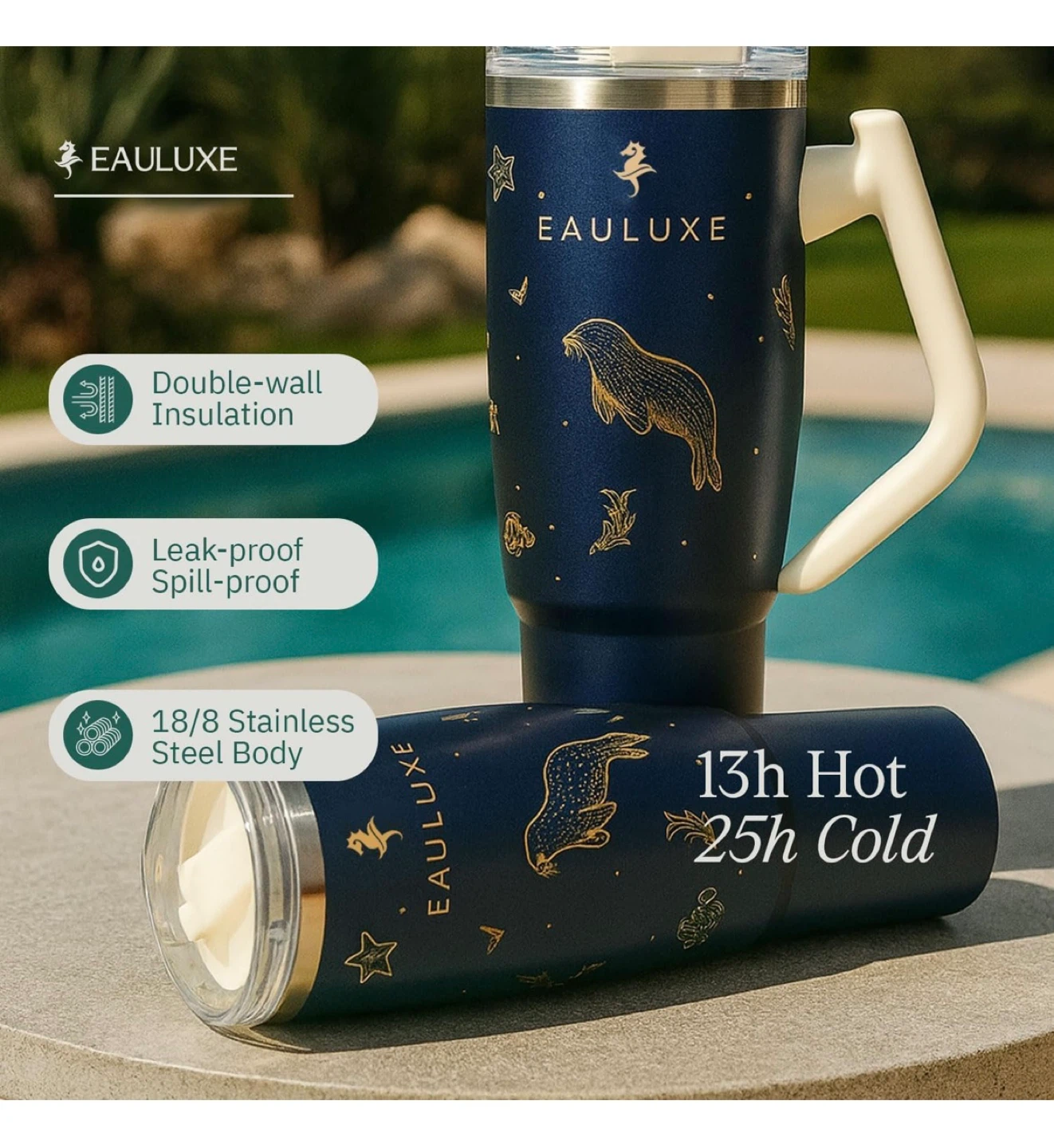 Eauluxe Insulated Tumbler with Handle