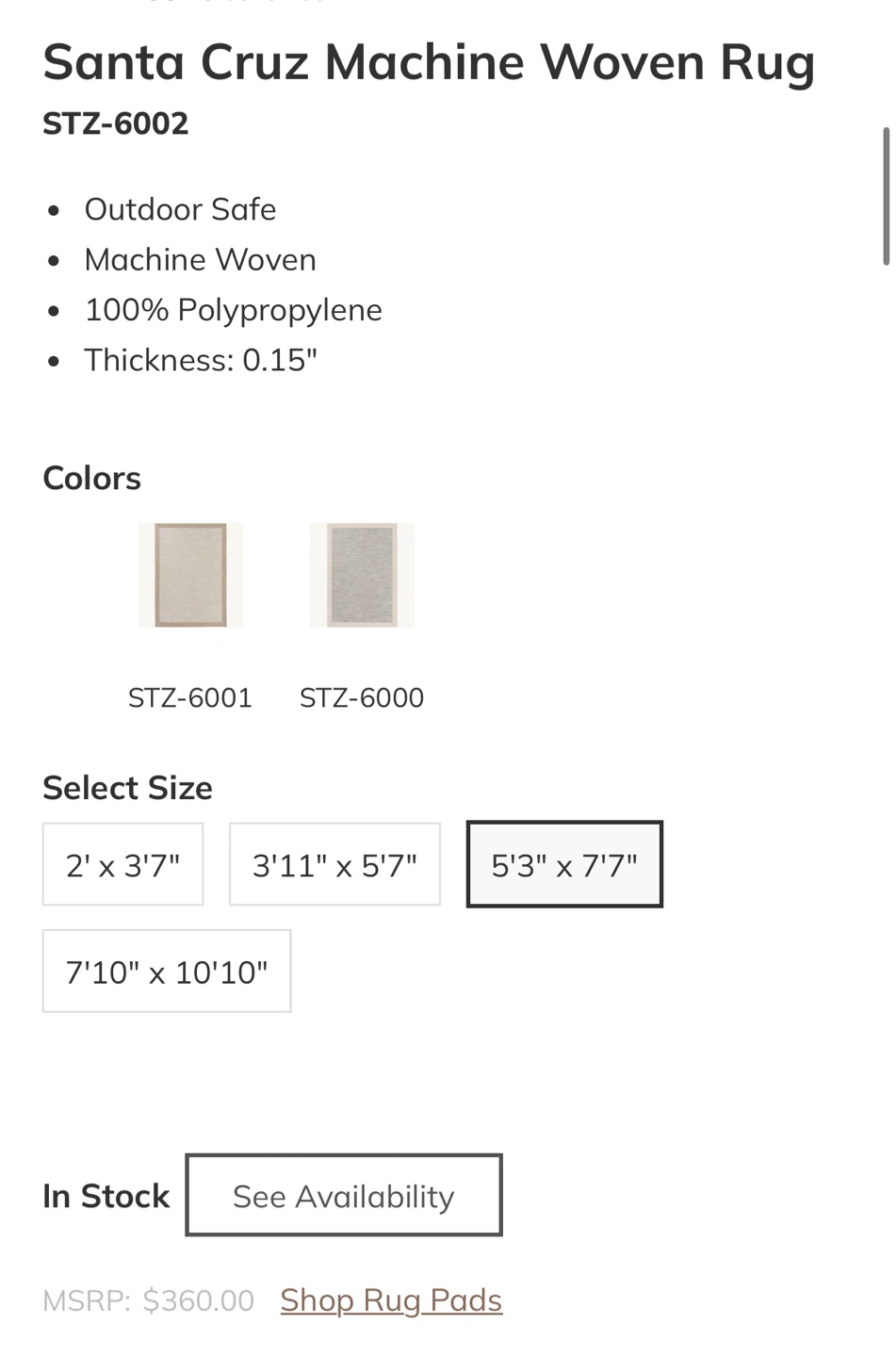 Indoor/Outdoor Area Rug 5'3" x 7'7" - photo 3