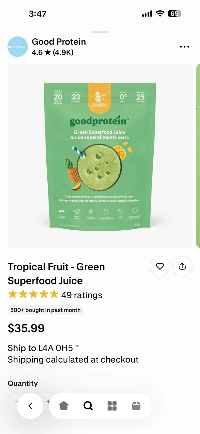 Good Protein Green Superfood Juice Tropical Fruit - photo 2