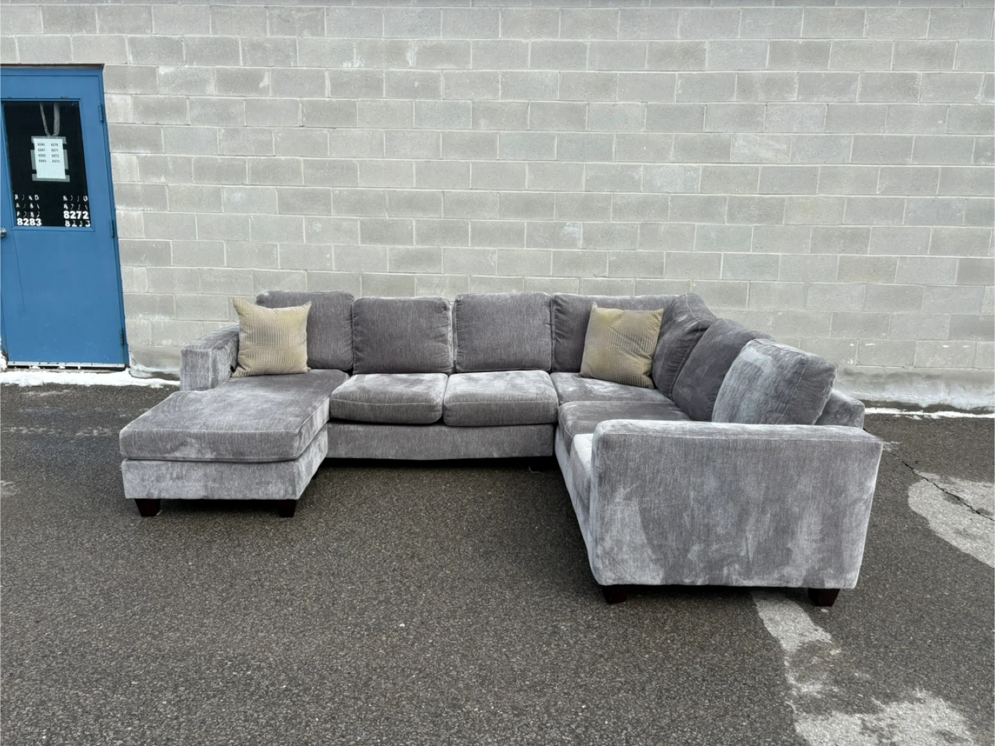 Grey Large U-Shaped Sectional Sofa - Free Delivery