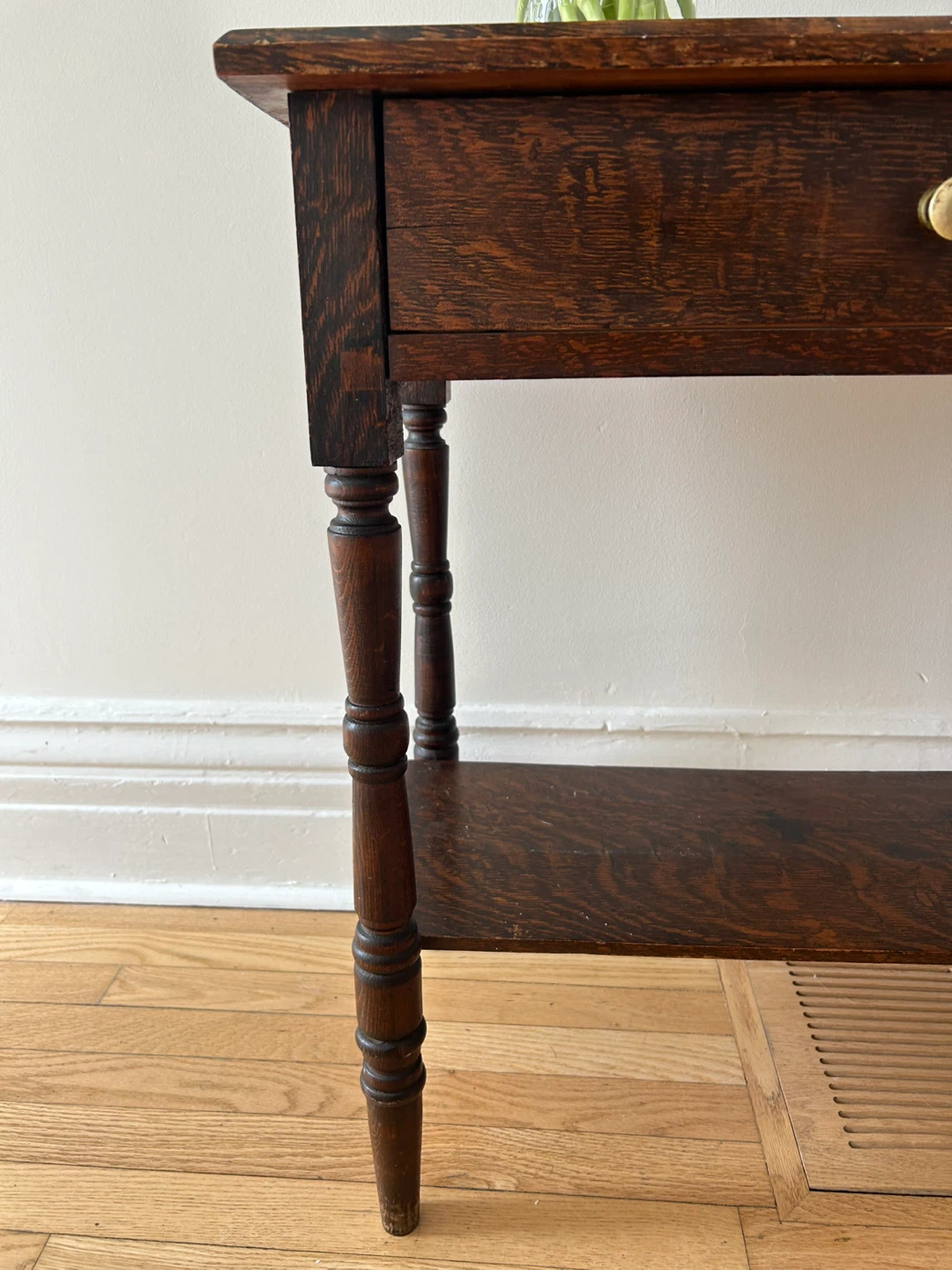 Antique Wooden Side Table with Drawer - photo 3