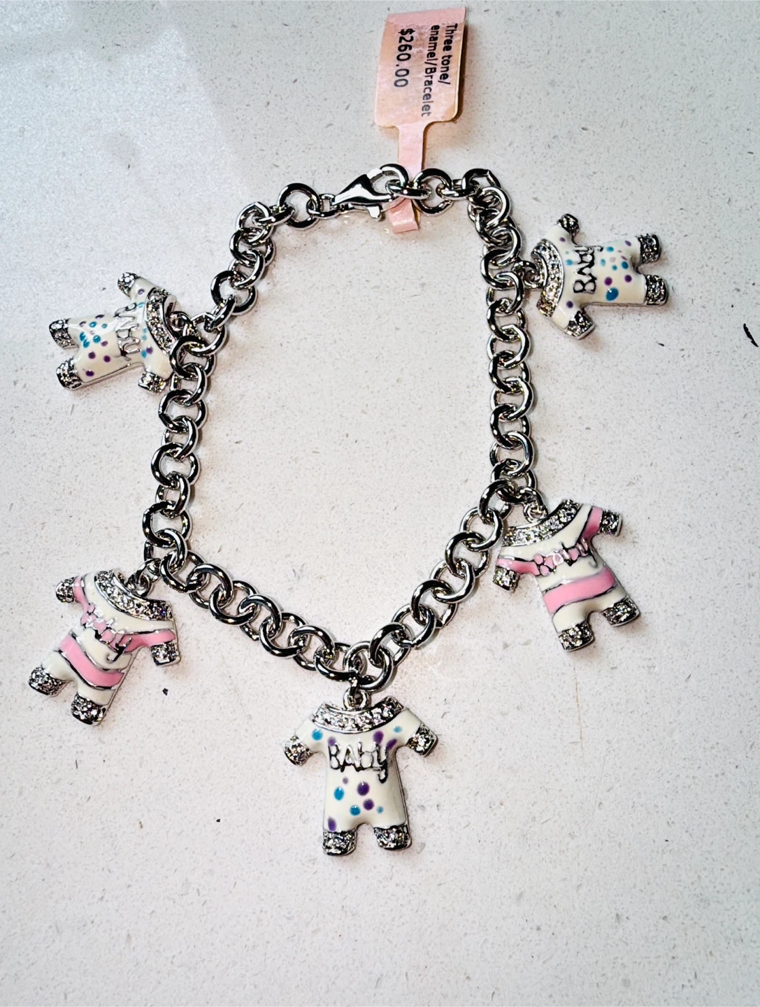 925 Silver Baby Onesie Charm Bracelet