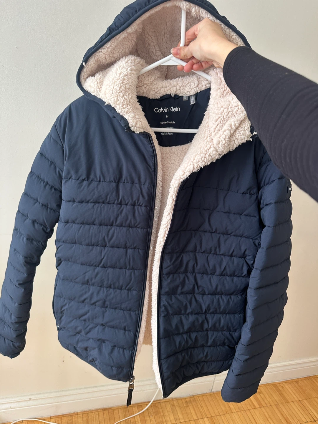 Calvin Klein Puffer Jacket with Sherpa Lining - Size Medium