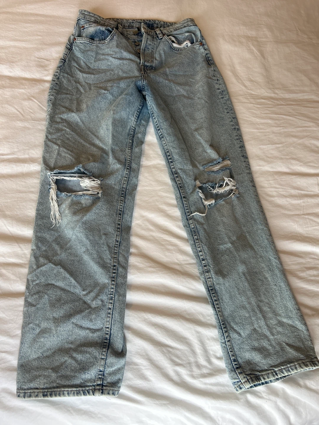 H&M Divided Light Wash Distressed Denim Jeans