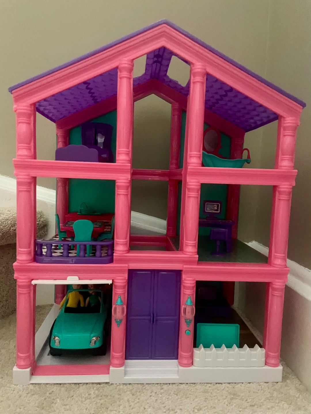 Dollhouse with Furniture and Car