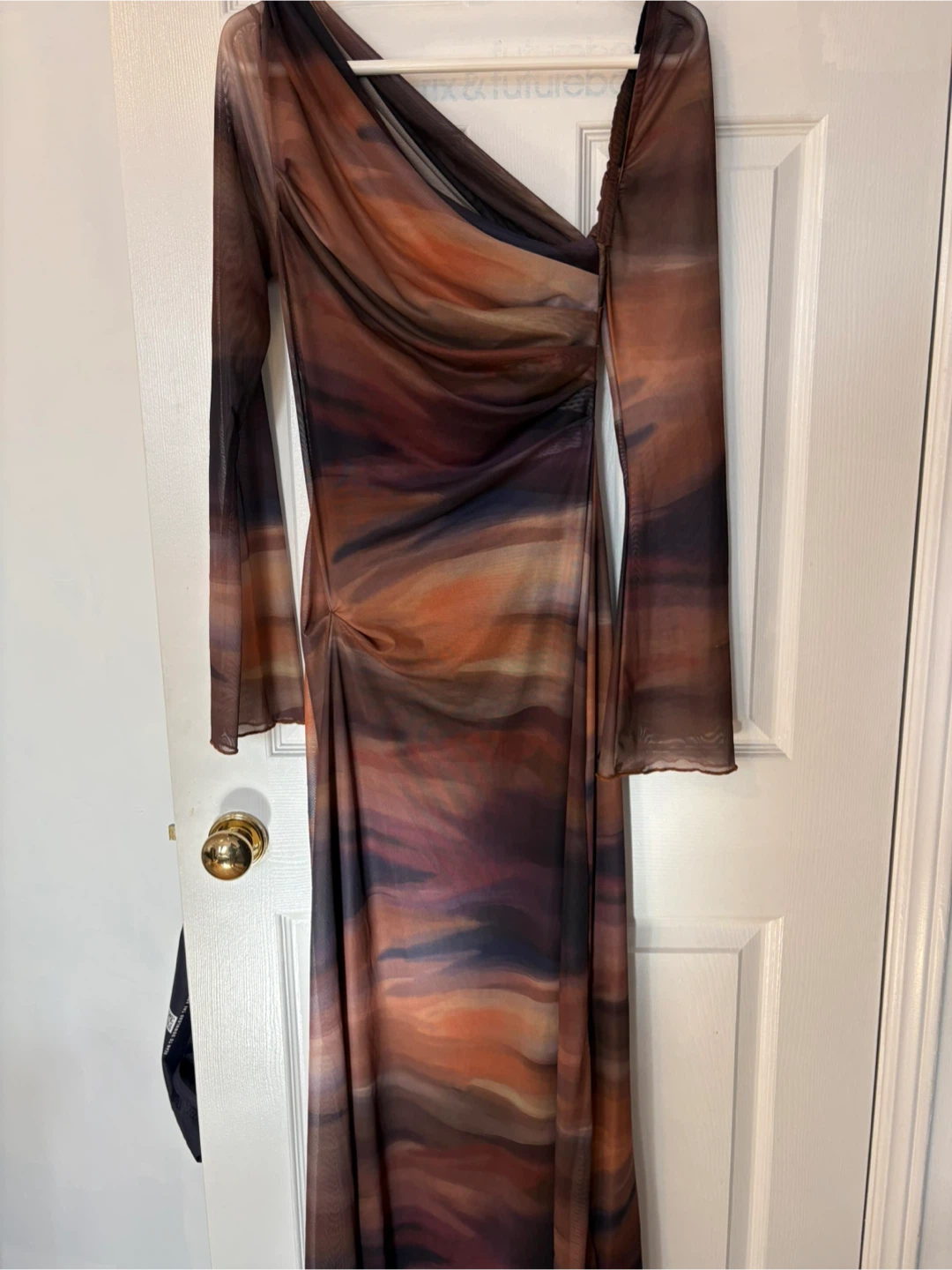 Ruched Mesh Maxi Dress