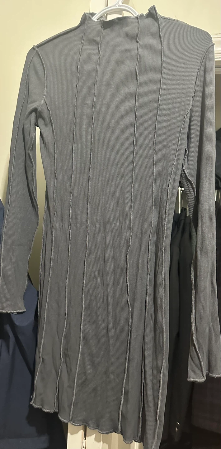 Dynamite Grey Ribbed Long Sleeve Dress