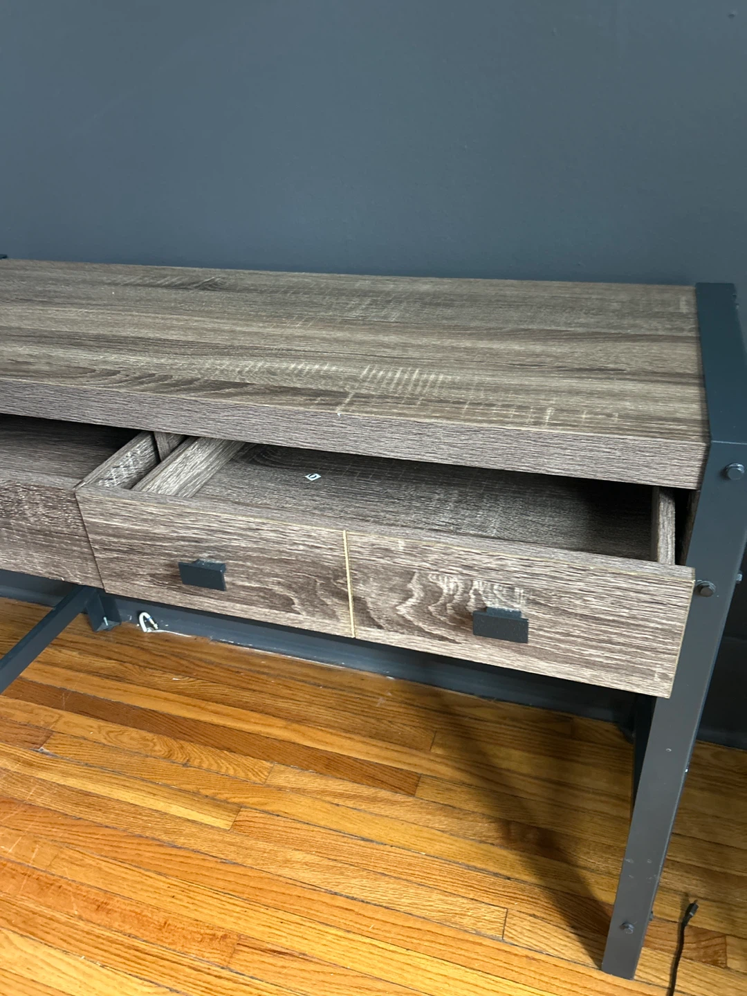 Wood and Metal Desk with 3 Drawers - photo 3