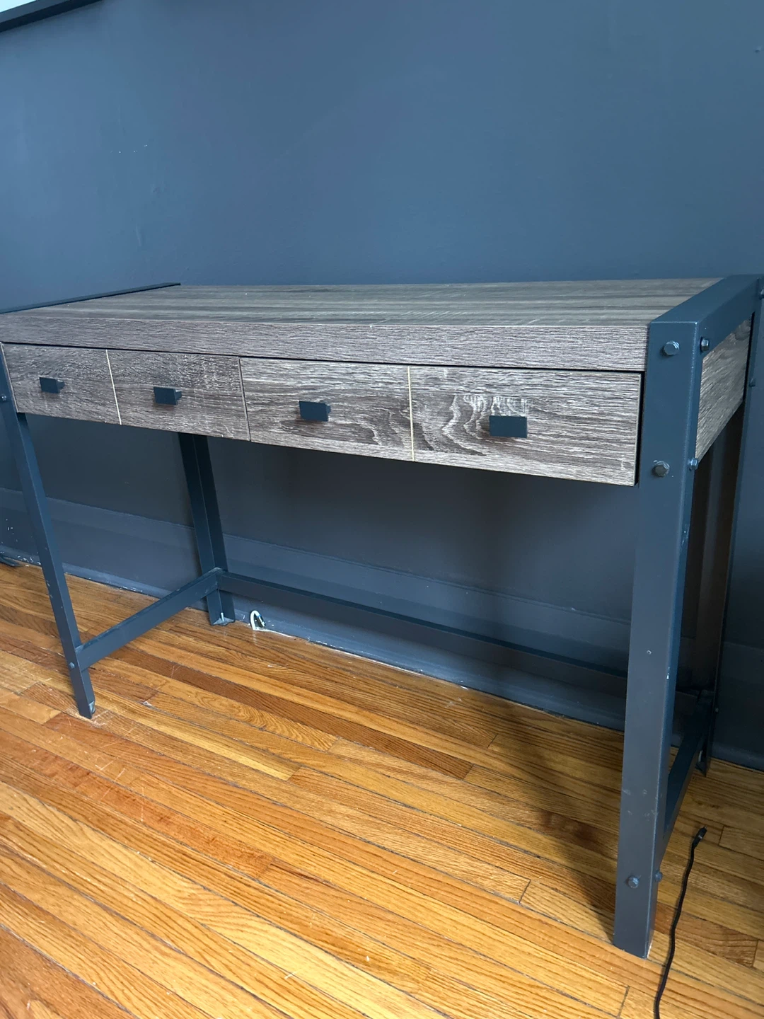 Wood and Metal Desk with 3 Drawers - photo 2