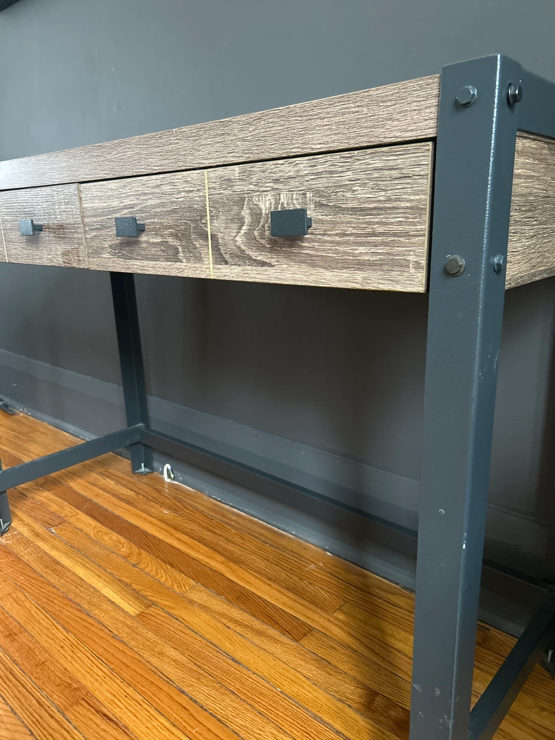 Wood and Metal Desk with 3 Drawers - photo 4