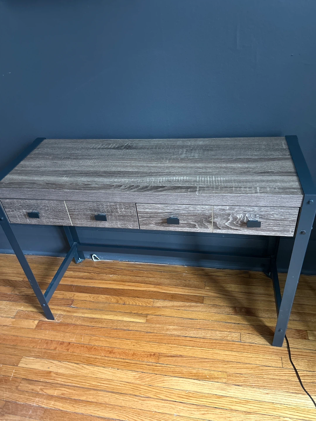 Wood and Metal Desk with 3 Drawers