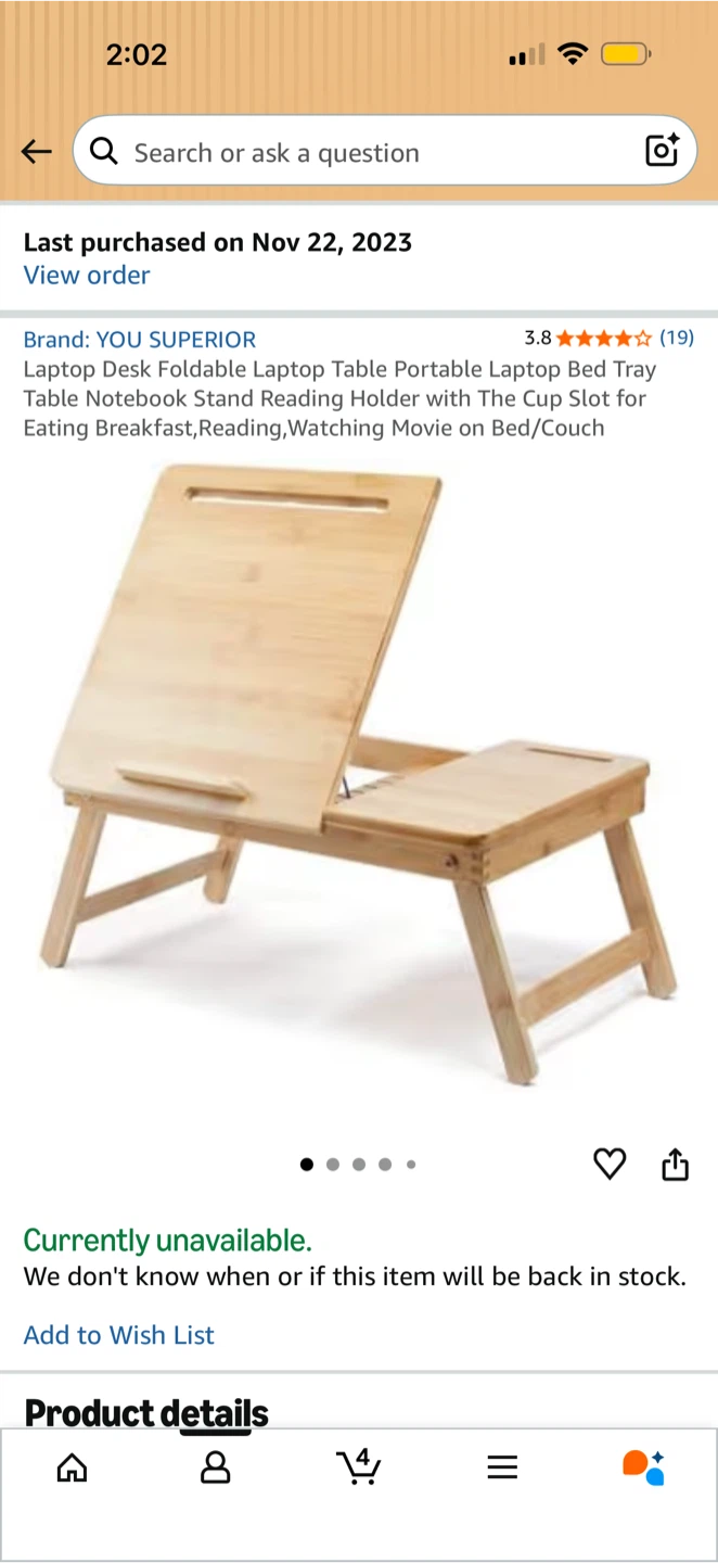 Bamboo Foldable Laptop Bed Tray - photo 5