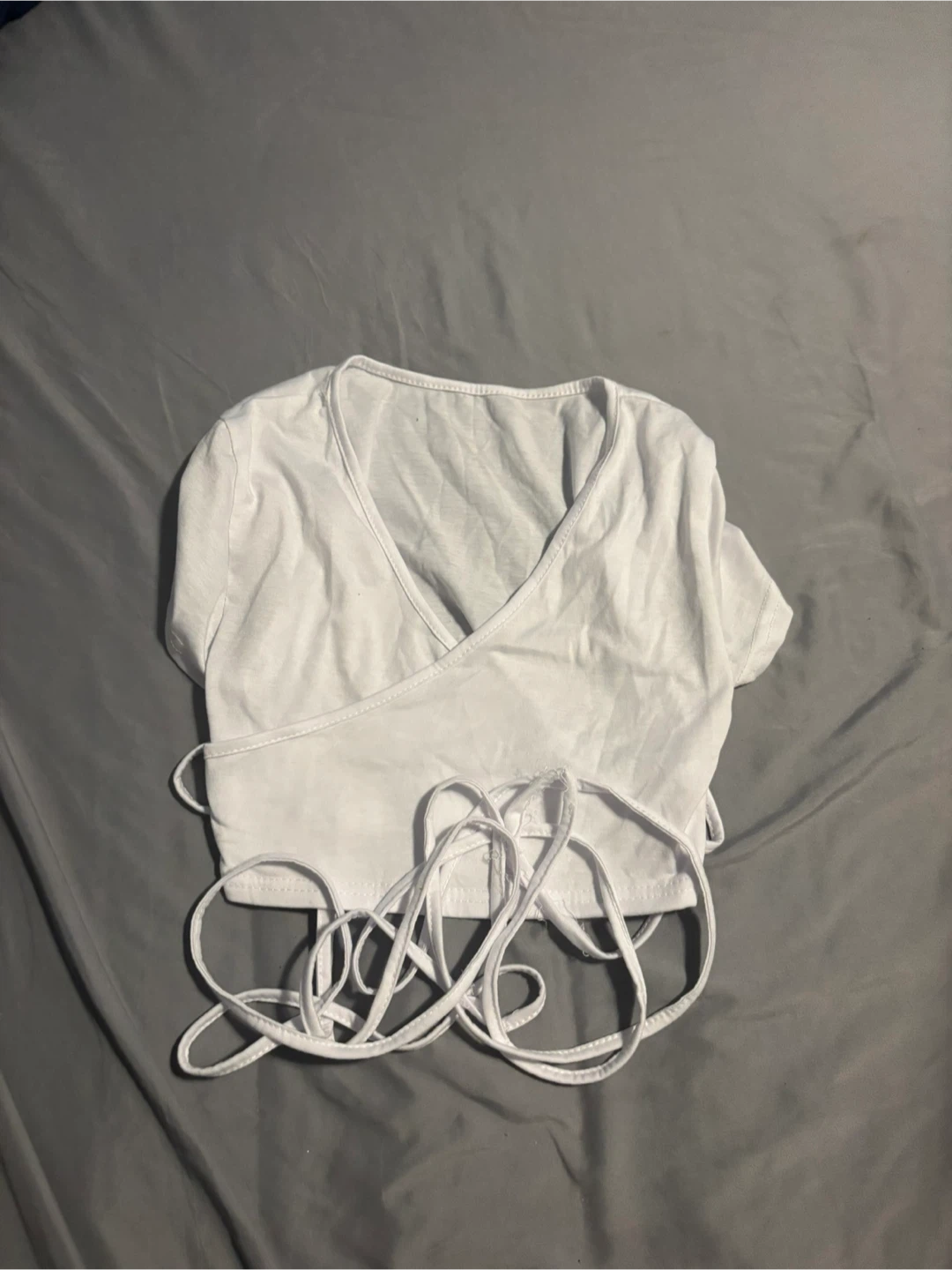 White Tie-Front Crop Top