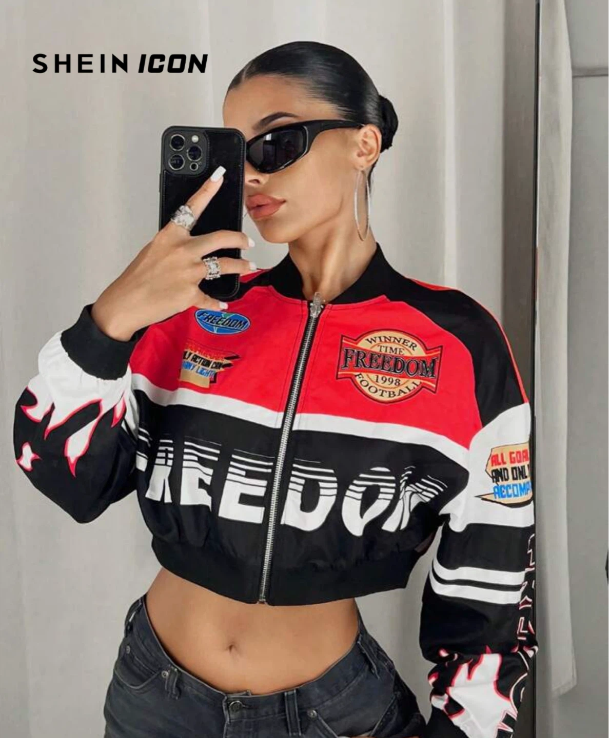 SHEIN ICON Freedom Racing Jacket