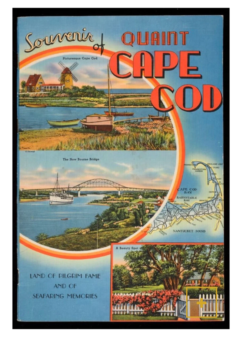 Vintage 1940s Cape Code Illustrated Tichnor travel guide USA