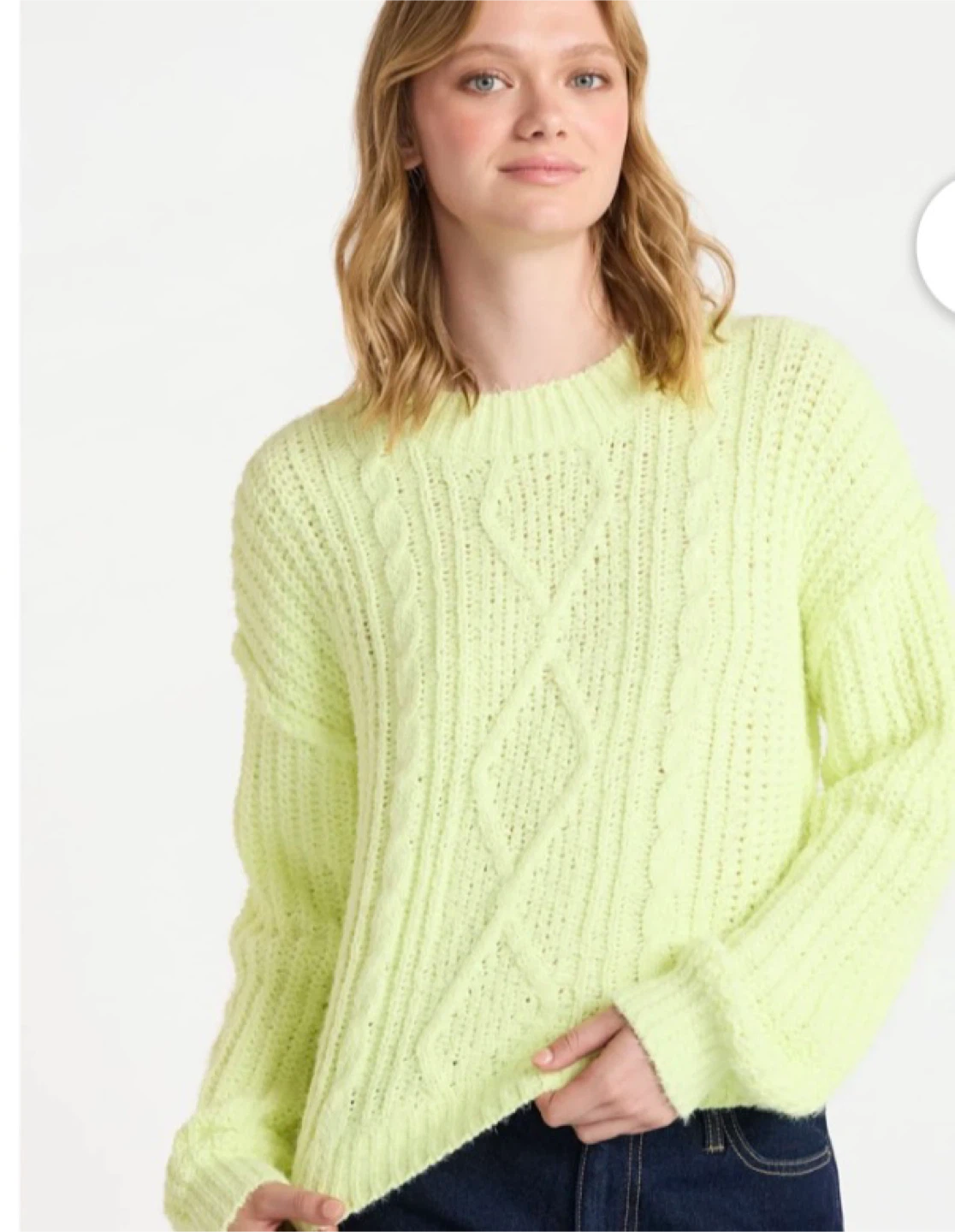 Lime Green Cable Knit Sweater