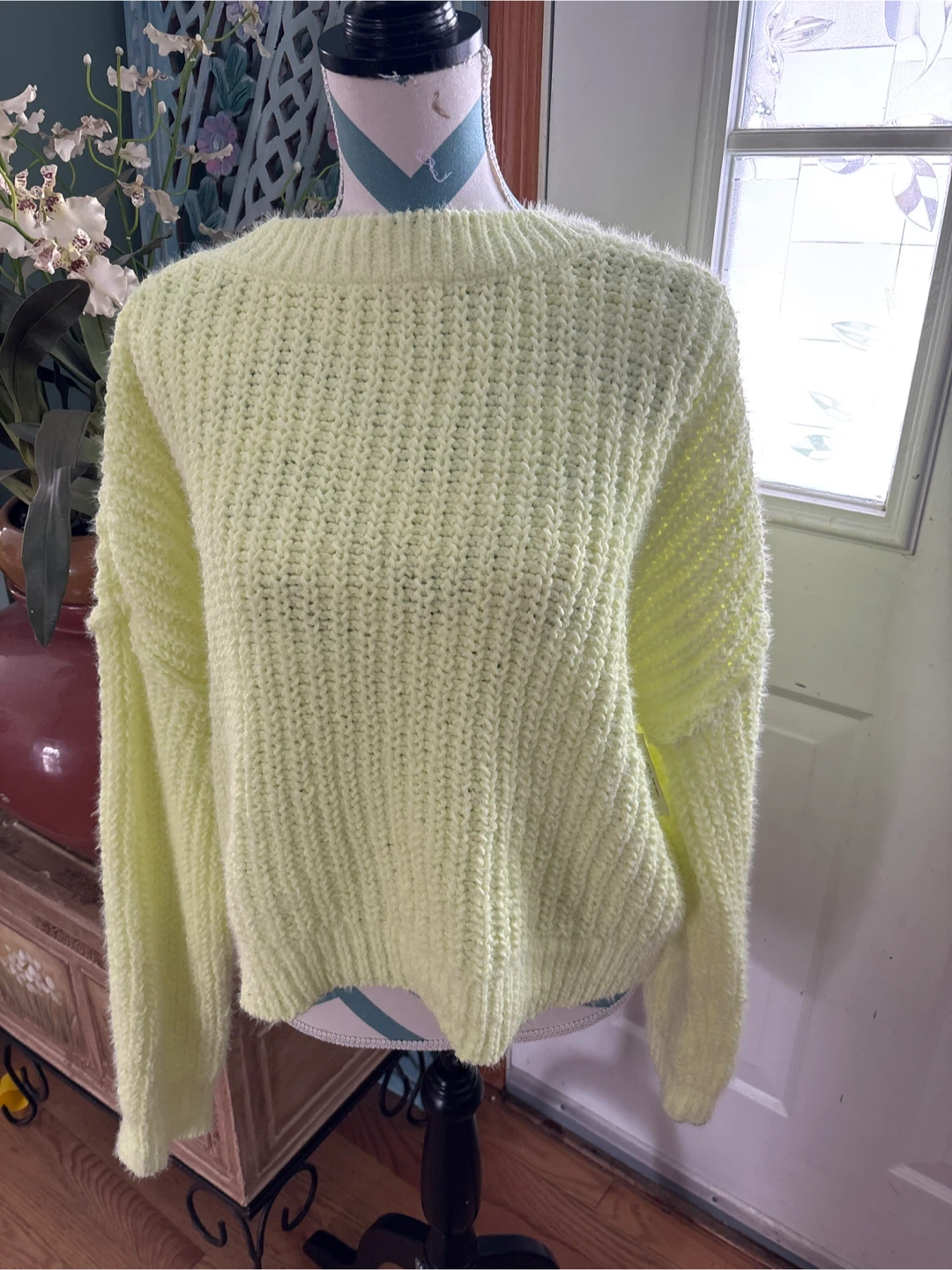 Lime Green Cable Knit Sweater - photo 4