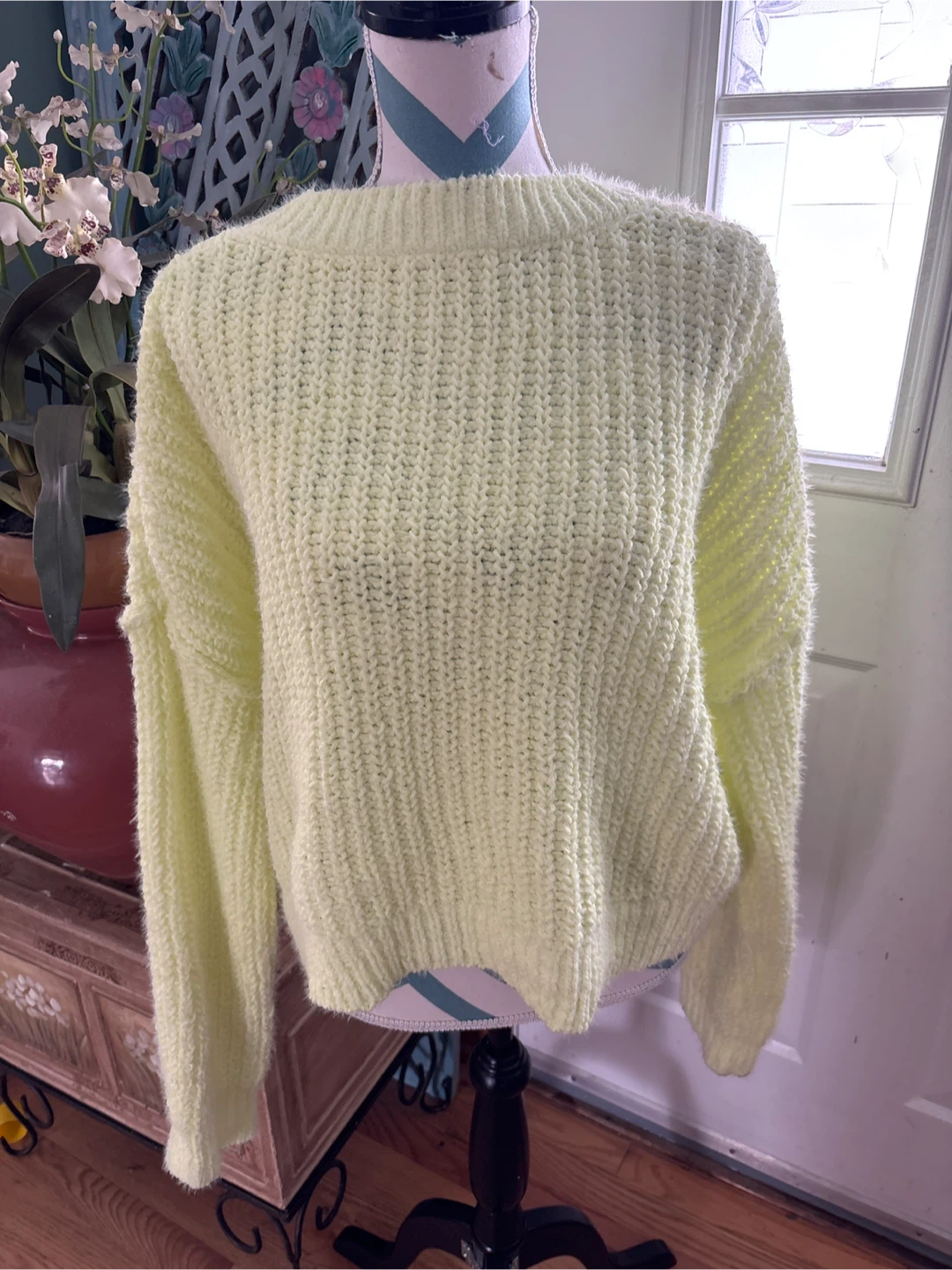 Lime Green Cable Knit Sweater - photo 3