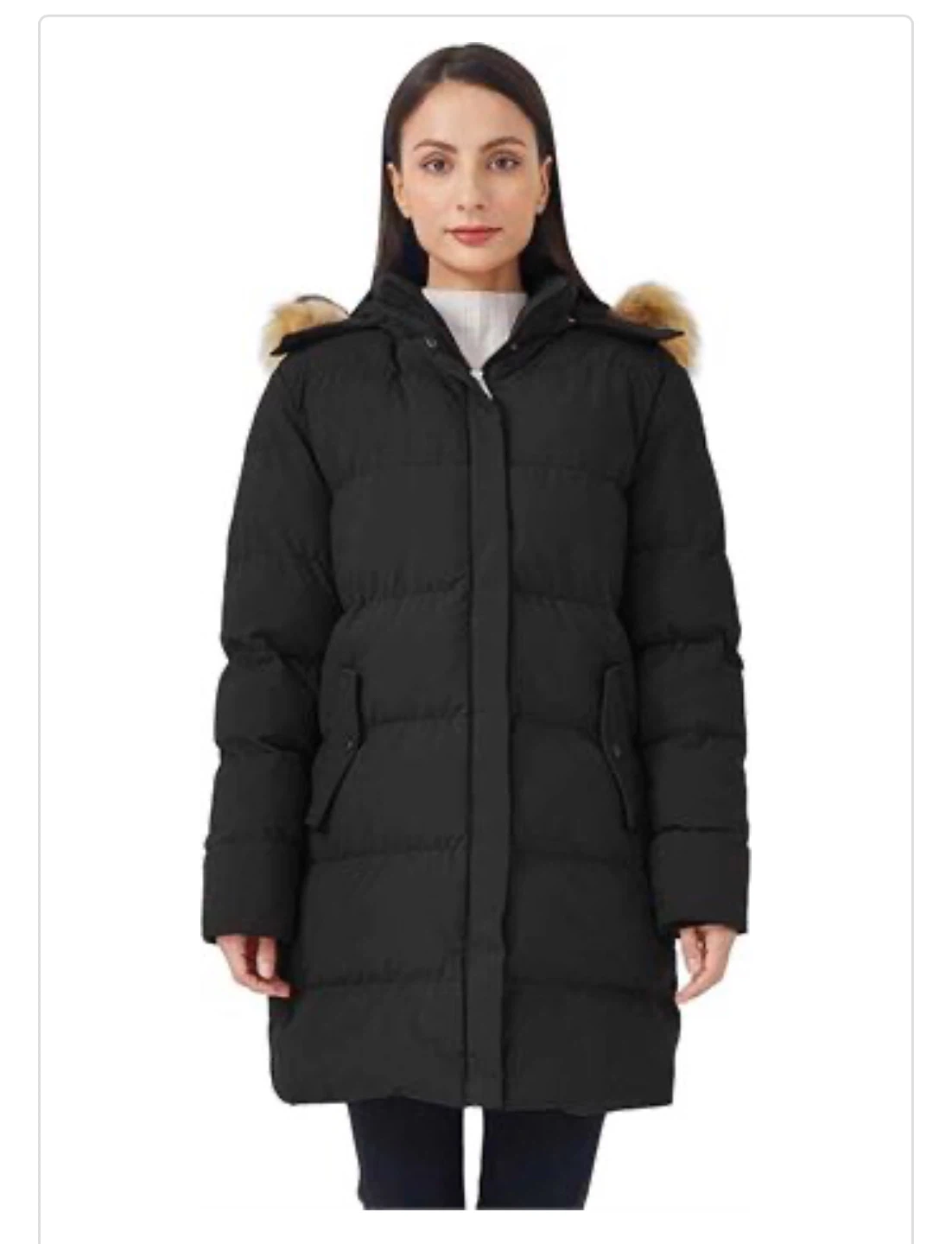 Black Puffer Coat 3x size with Faux Fur Hood