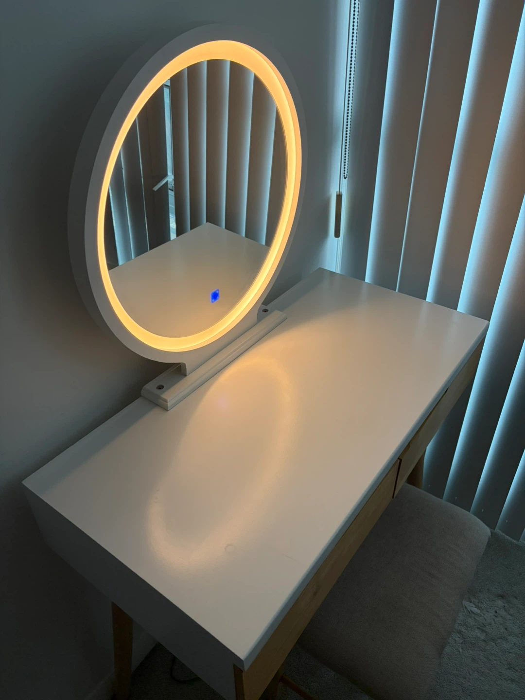 Vanity Desk with Lighted Mirror and Stool - photo 2
