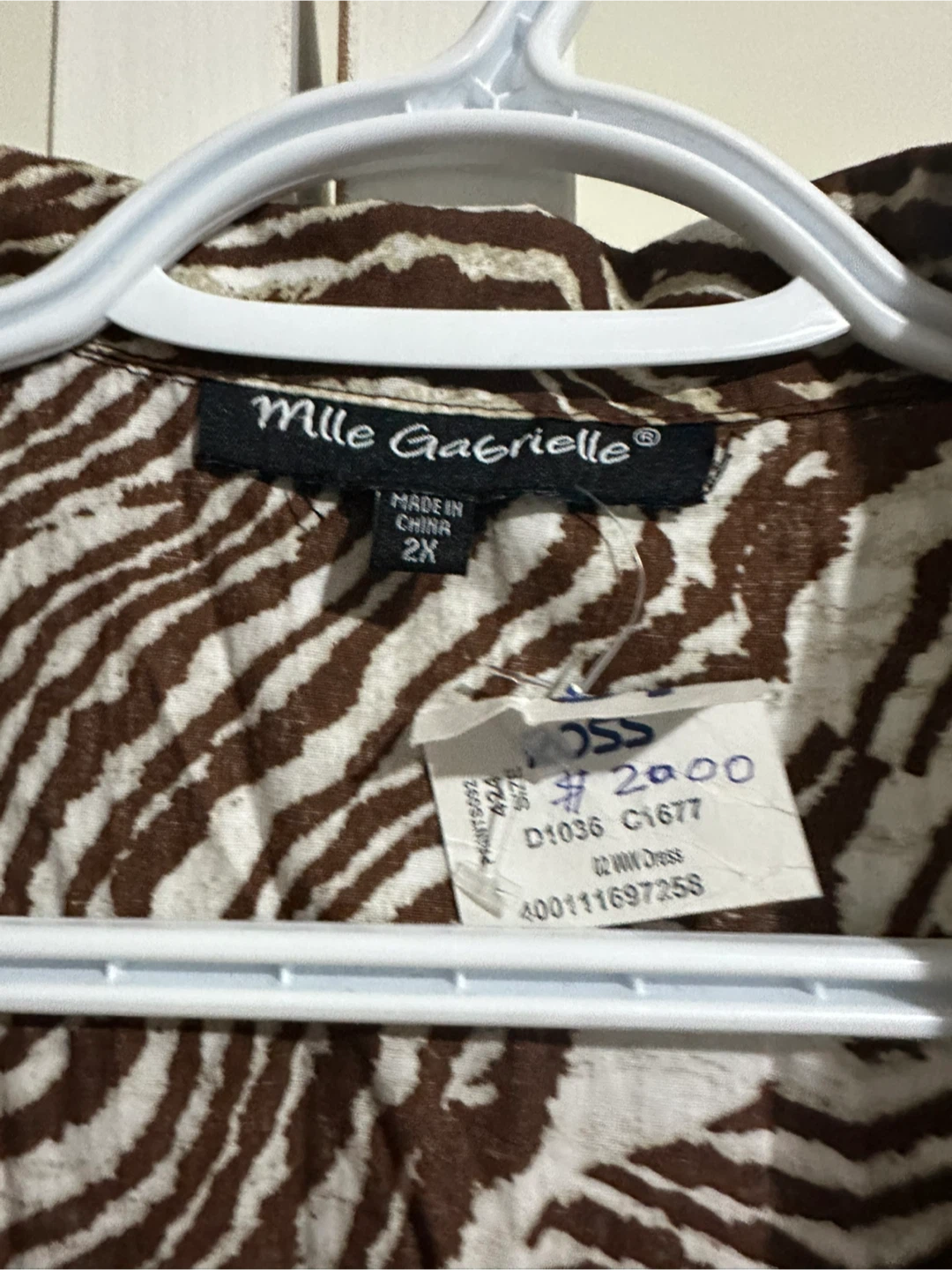 Mille Gabrielle Zebra Print Button-Front Dress - Size 2X