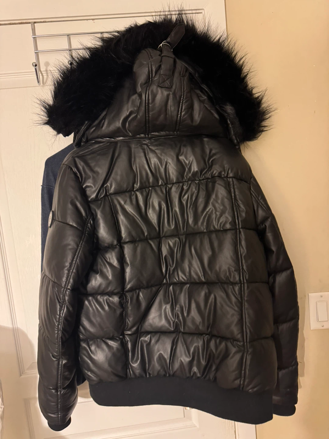 Black Puffer Jacket with Faux Fur Trim - photo 3
