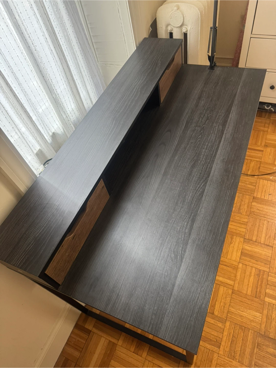 Dark Wood Desk with Adjustable LED Lamp - photo 4