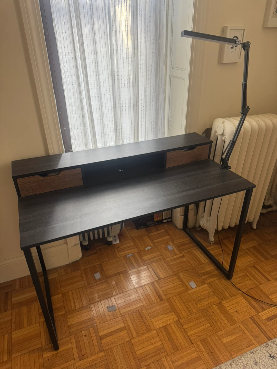 Dark Wood Desk with Adjustable LED Lamp - photo 2