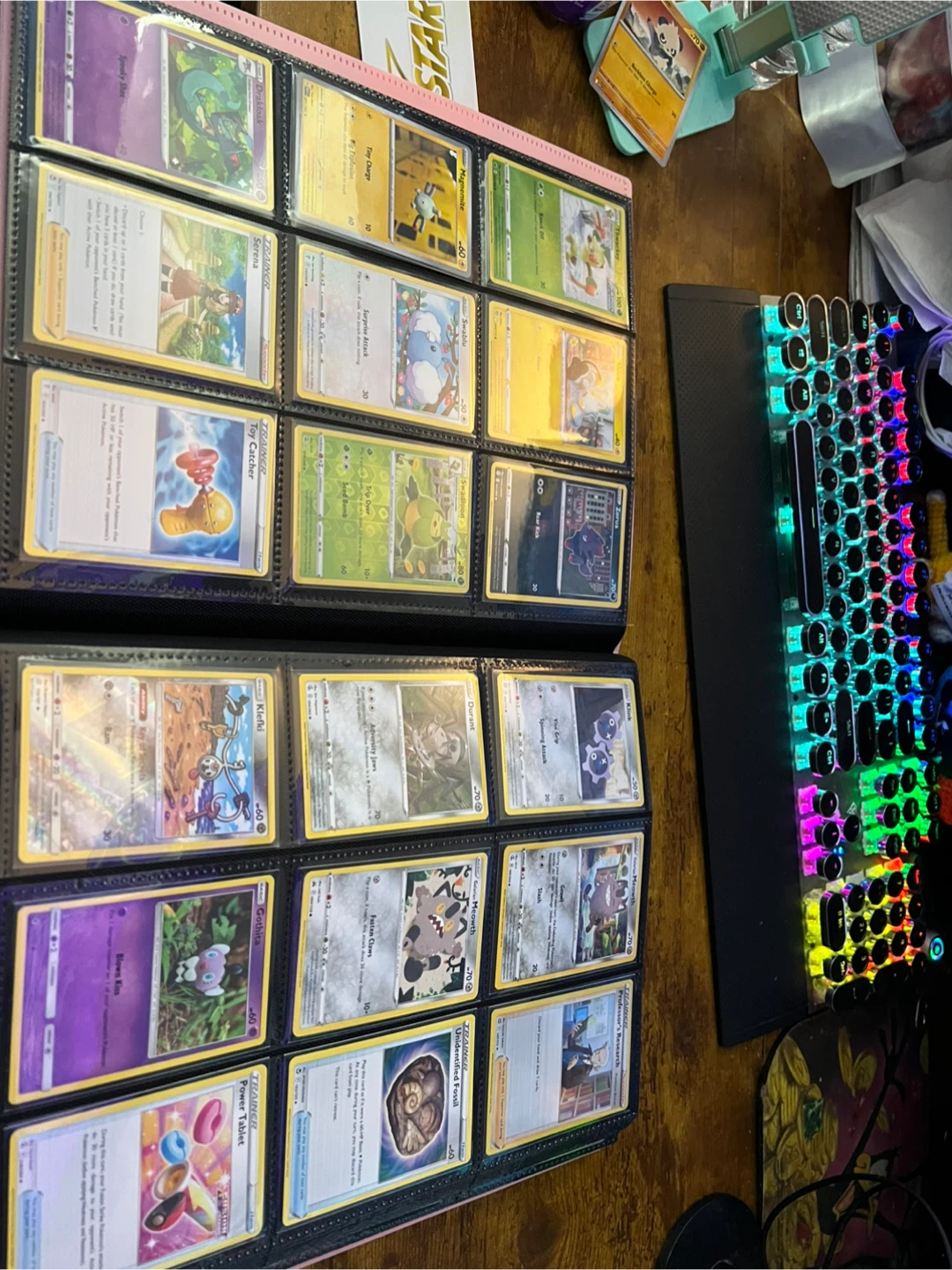 Pink binder Pokémon cards