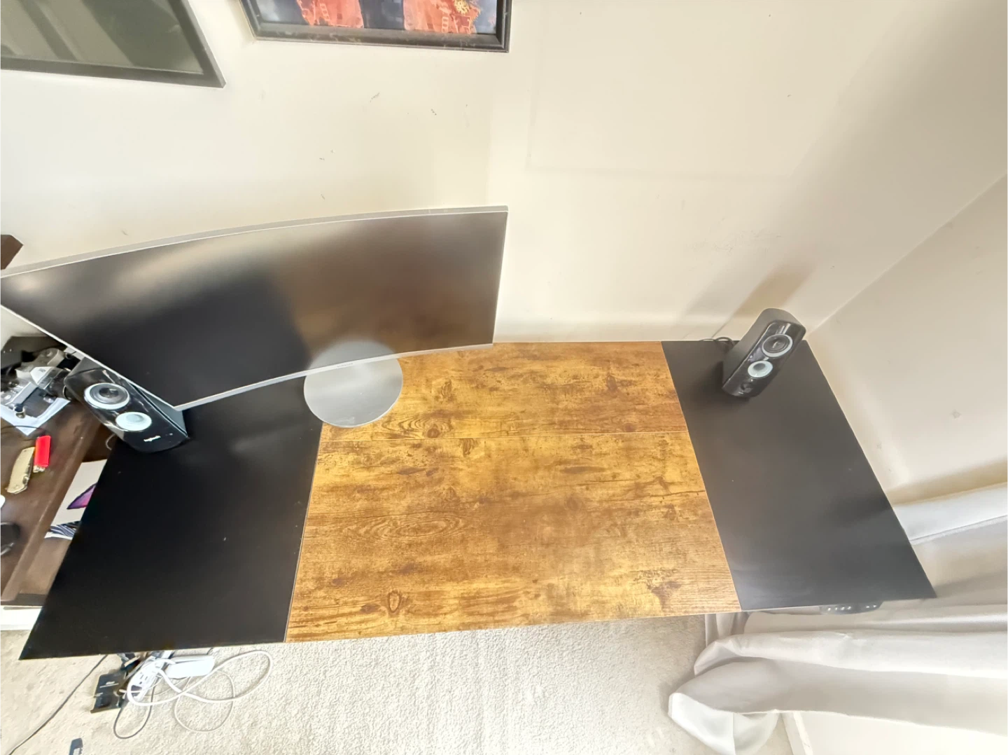 Adjustable Standing Desk with Wood and Black Top - photo 2