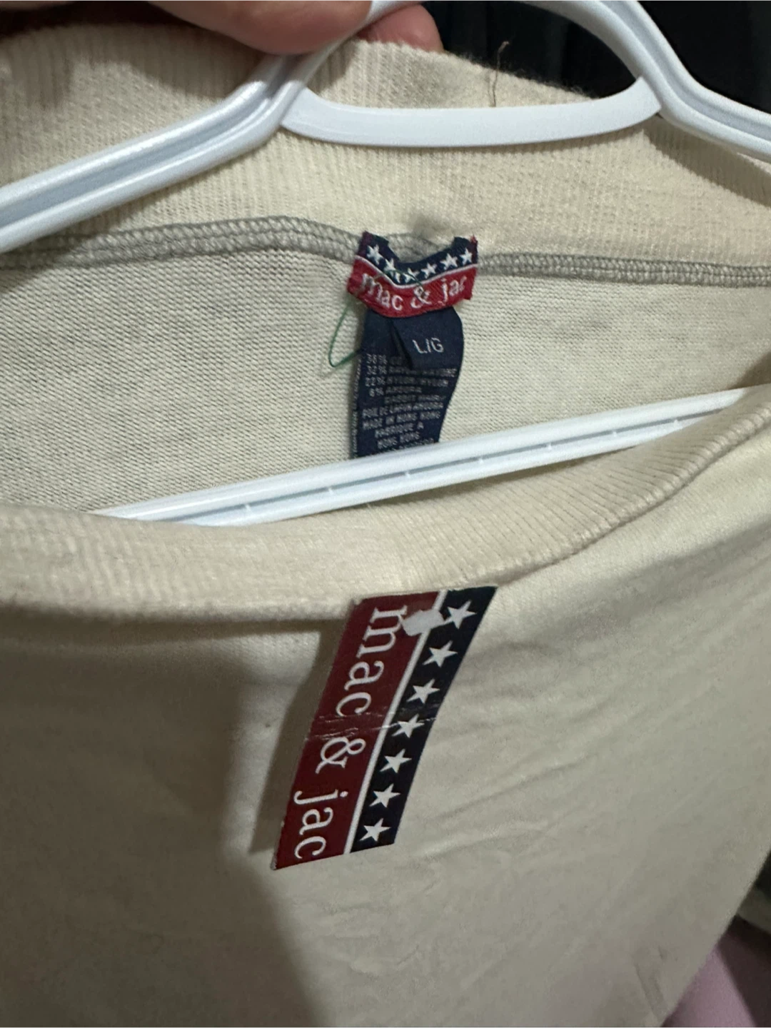 Mac & Jac Cream Long Sleeve Top - Size L - photo 2