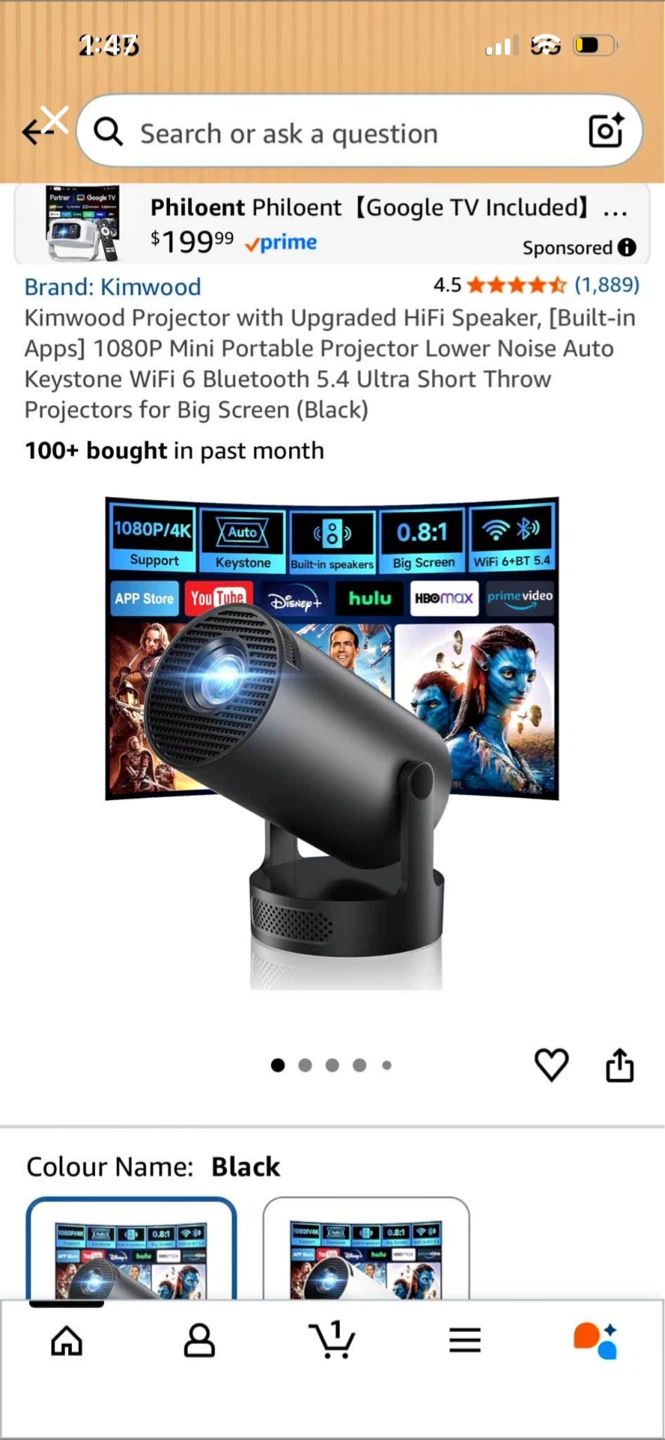 Kimwood Mini Portable Projector (Black)