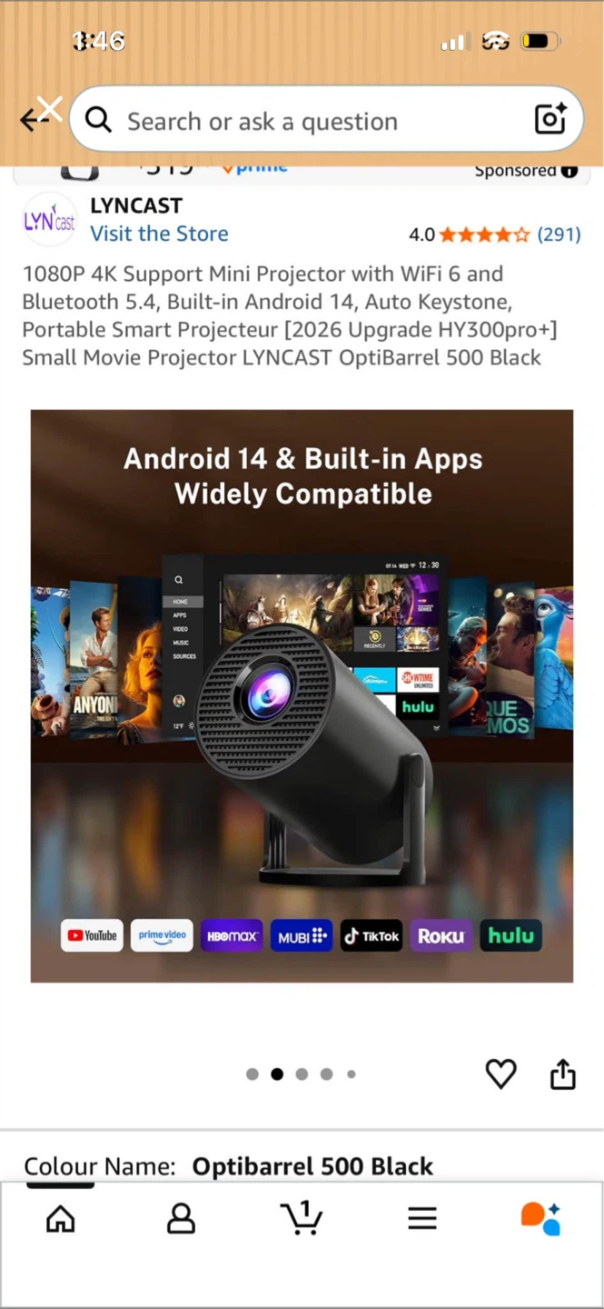 LYNCAST Optibarrel 500 Black Mini Projector - photo 2