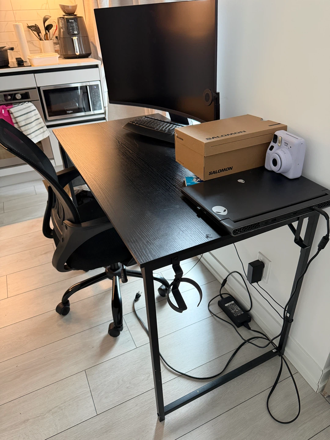 Black Computer Desk with Side Organizer - photo 2
