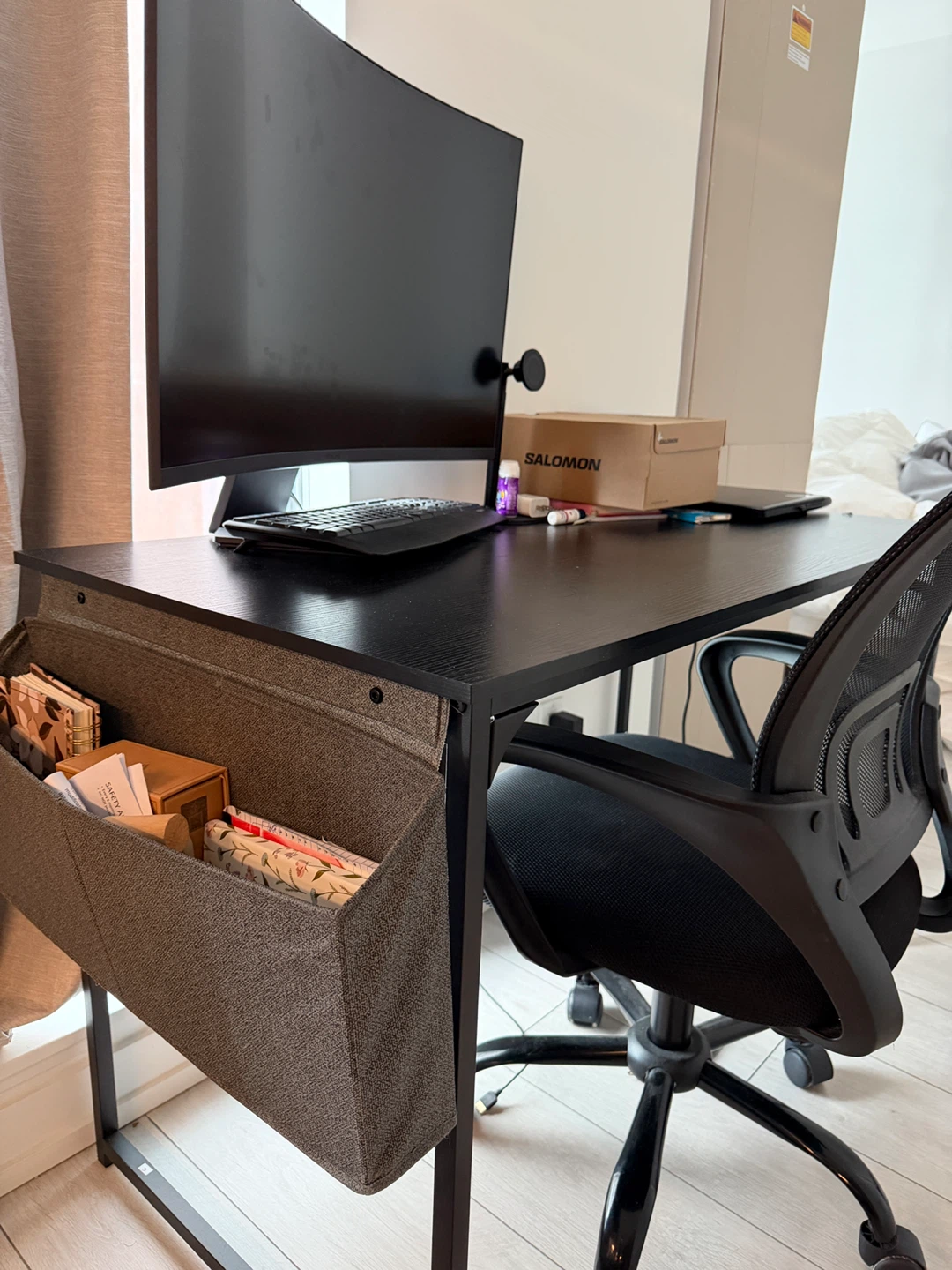 Black Computer Desk with Side Organizer