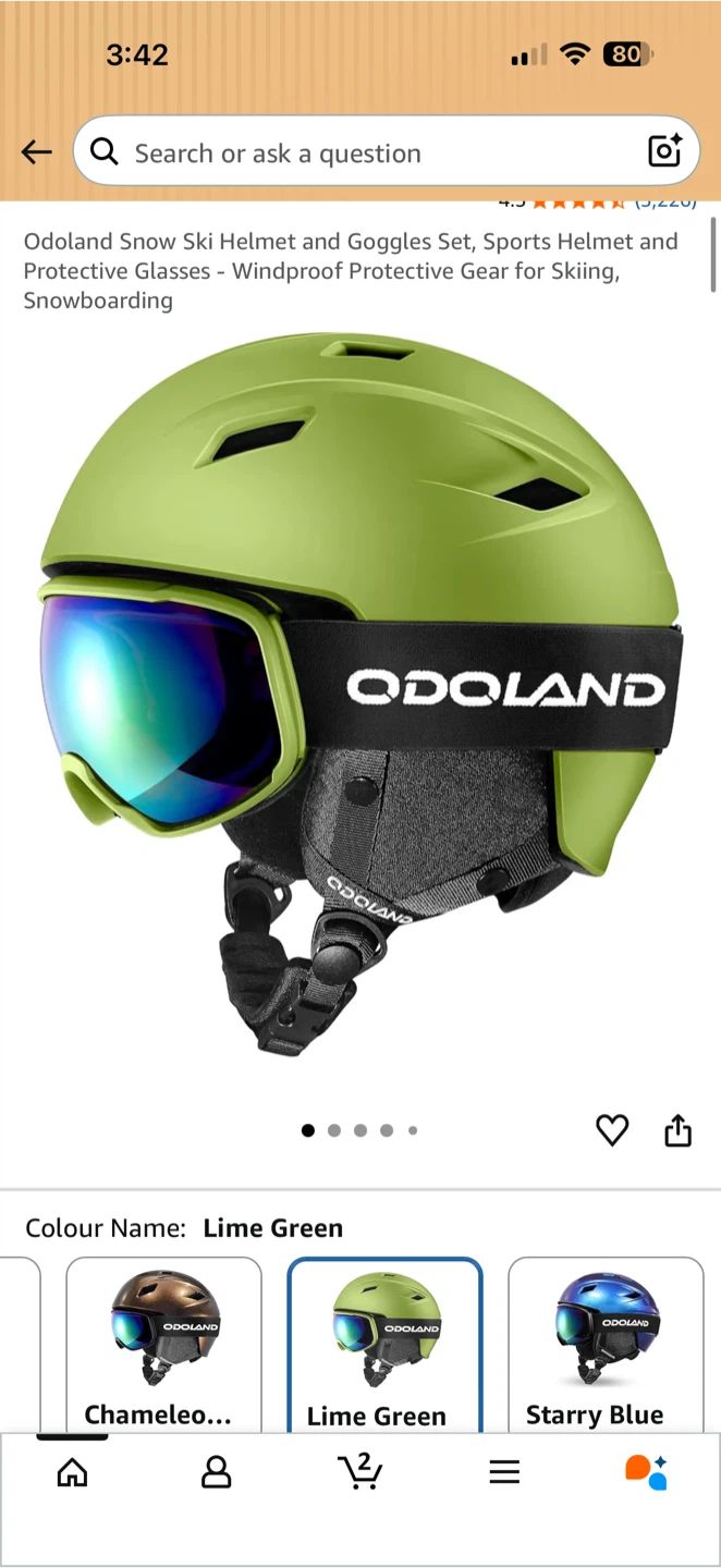 Odoland Snow Ski Helmet and Goggles Set - Lime Green